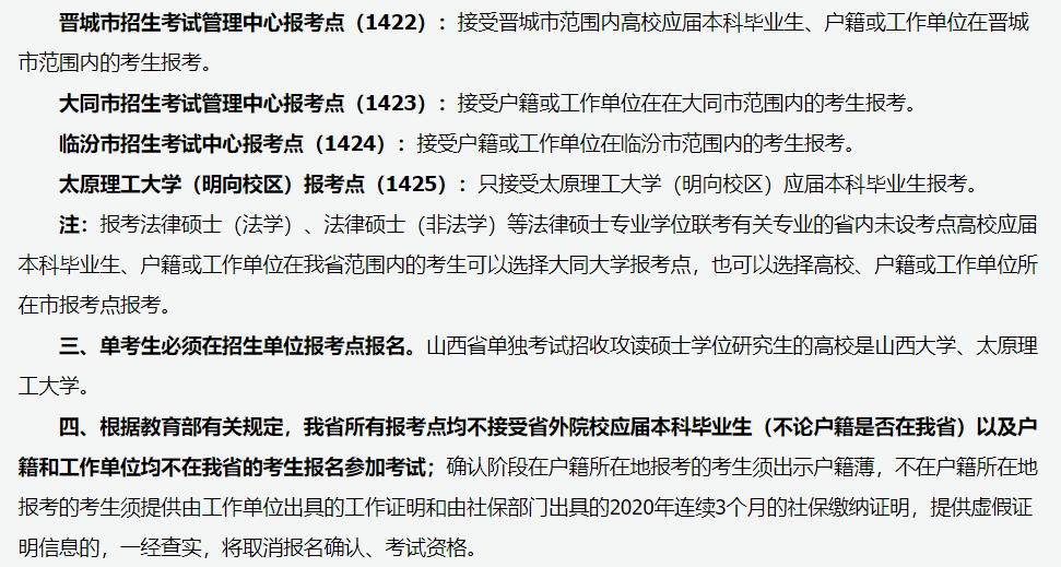 山西省2021年全國碩士研究生招生考試網上報名公告